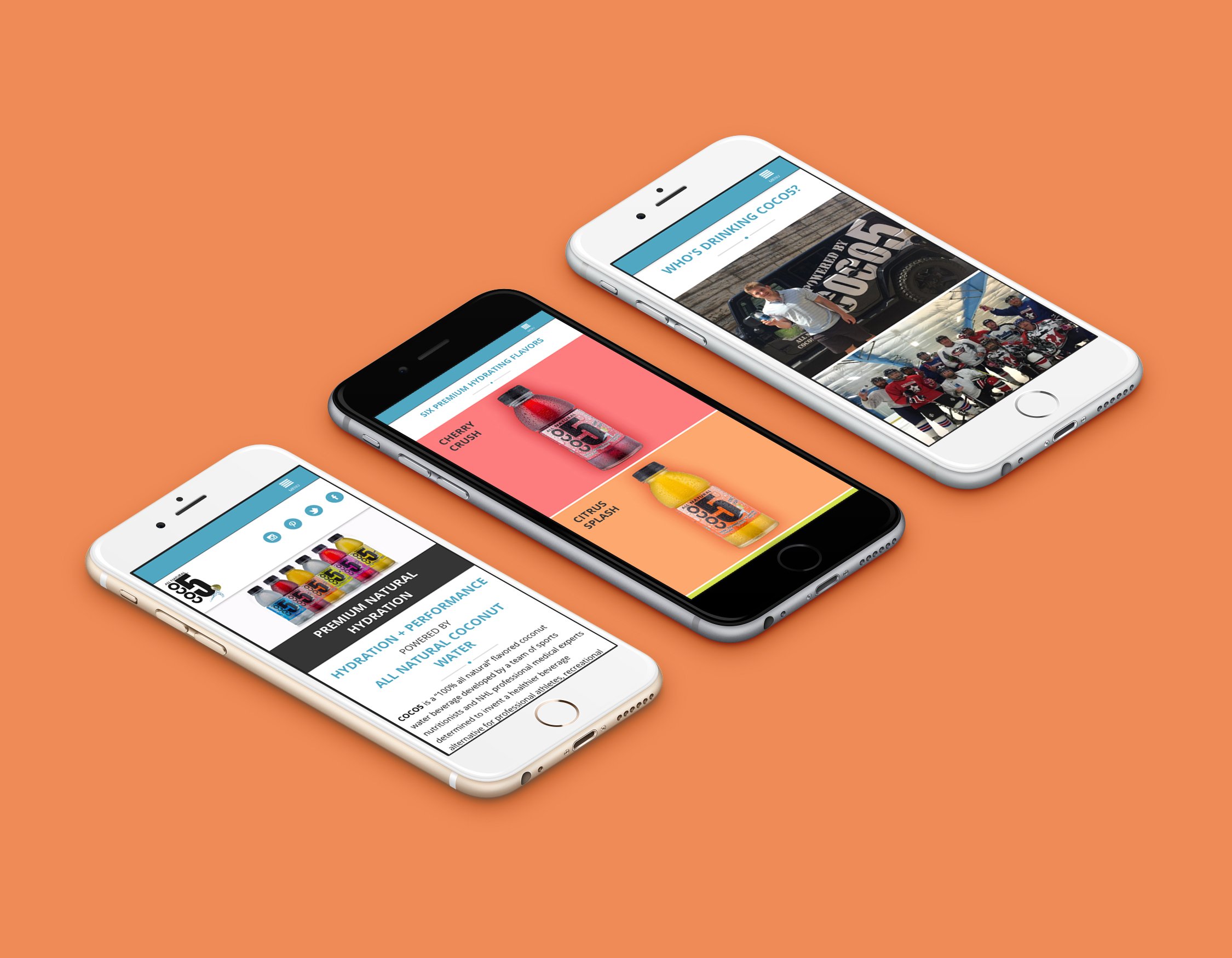 Responsive web design for CoCo5 all natural coconut water. coco5.com