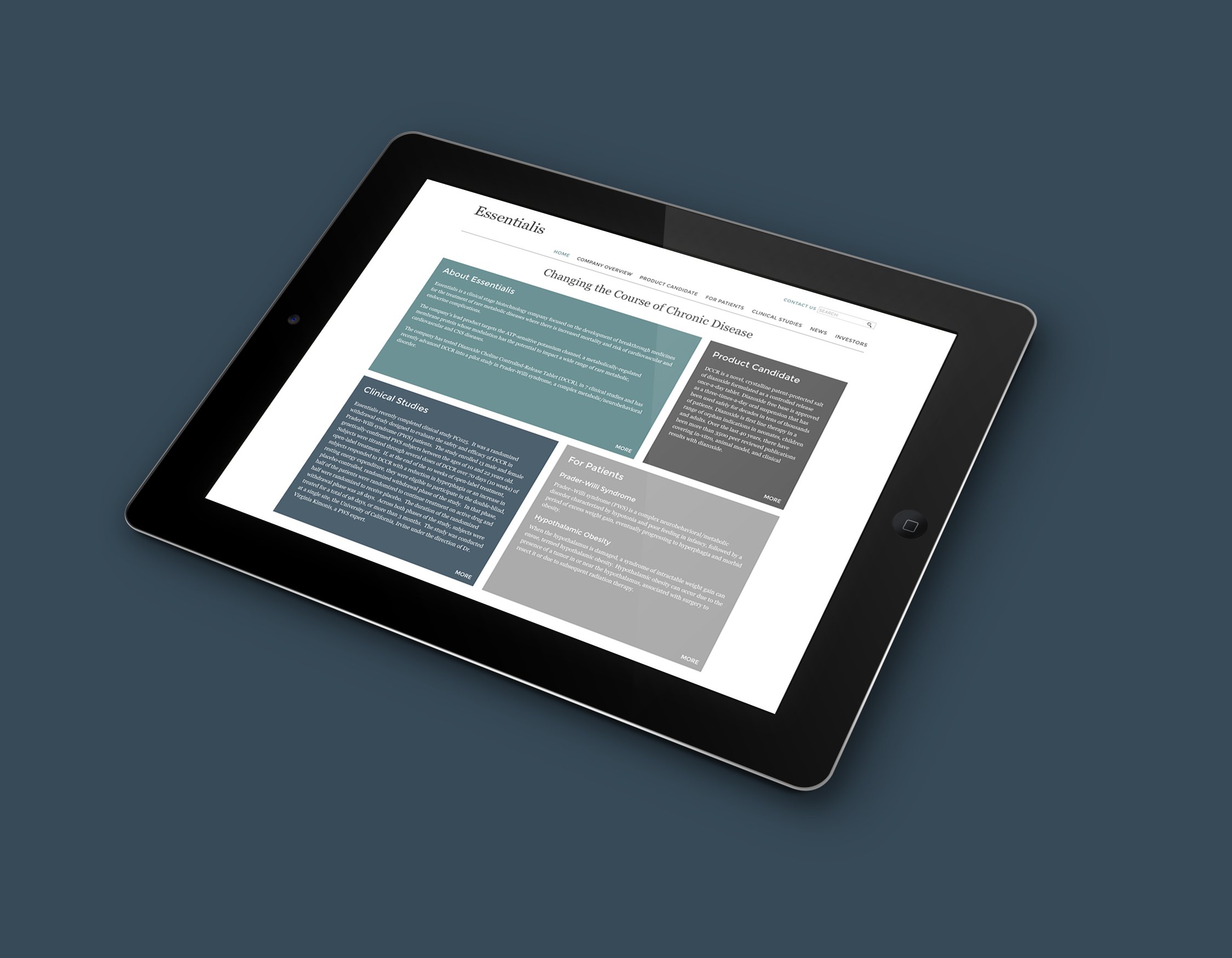 Minimalist web design for Essentialis Therapeutics. #webdesign essentialistherapeutics.com